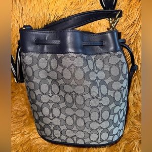 Navy blue Coach bucket bag
